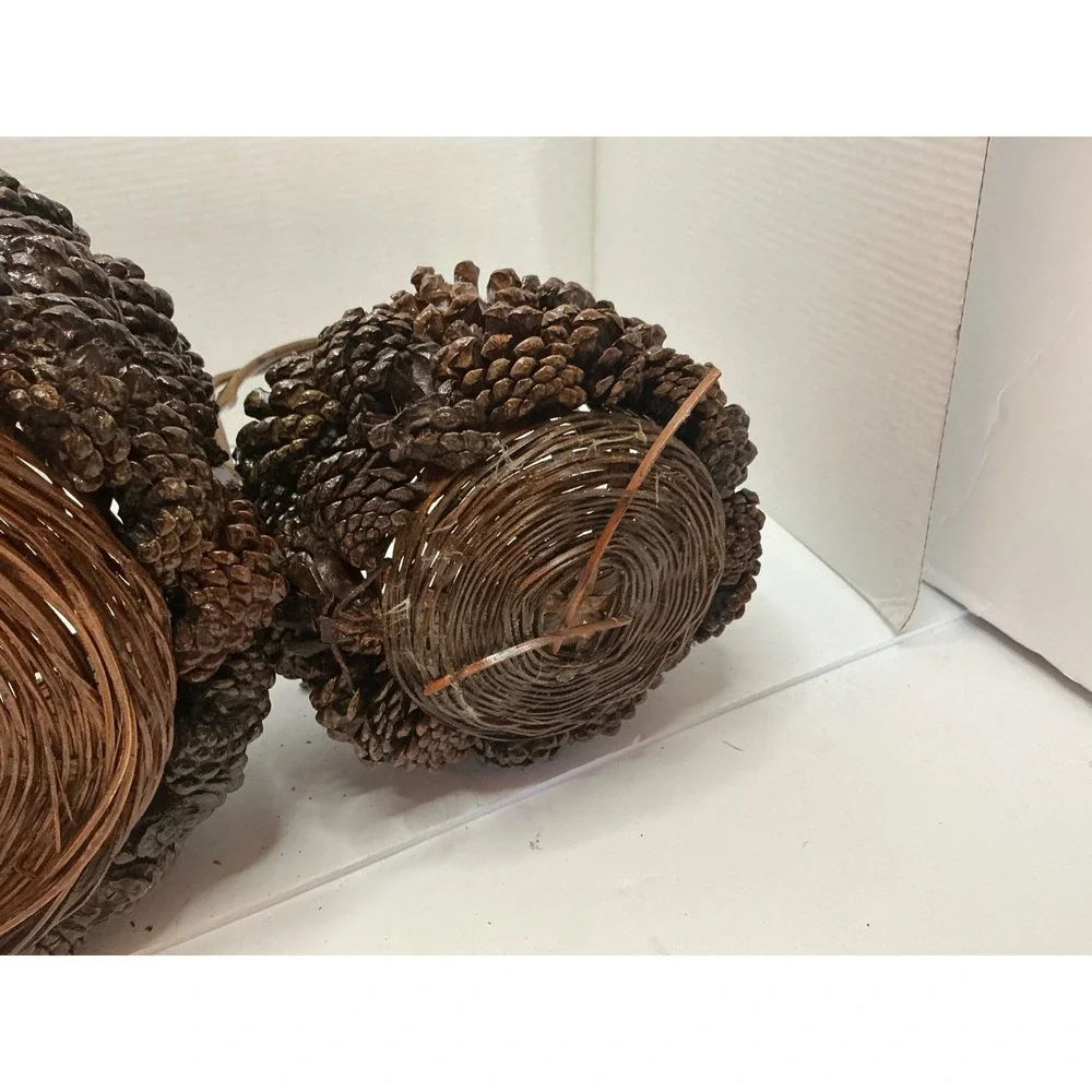 Pinecone Nesting Baskets Set Rustic Woodland Cabin Decor Small Med